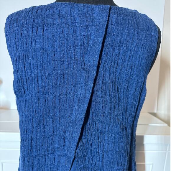 J. Jill Pure Jill Batik Blue Maxi Layered Linen Sleeveless Dress Sz MP Lagenlook - Picture 7 of 12